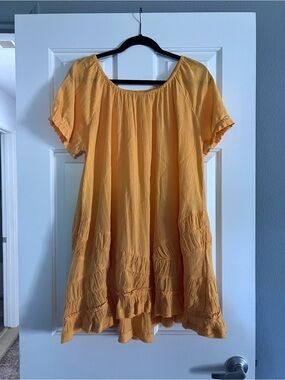 Free People Sunshine Yellow Boho Peasant Dress size Small